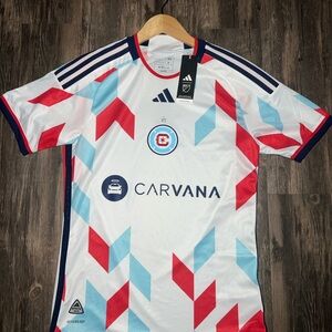 Adidas White Jersey with Red and Blue Accents
